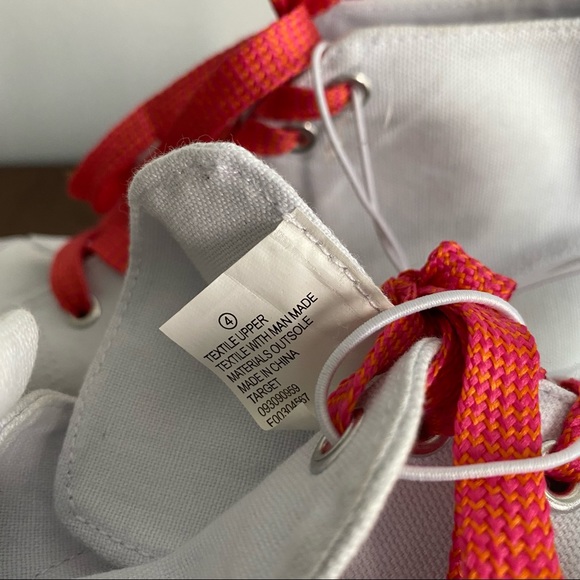 Cat & Jack White High Top Sneaker Patches Flamingo - Picture 2 of 6